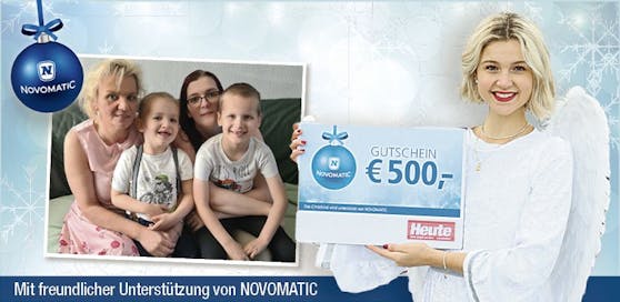Manuela, Nico, Jennifer und Pascal (v.l.) danken dem "Heute"-Christkind für 500 Euro.
