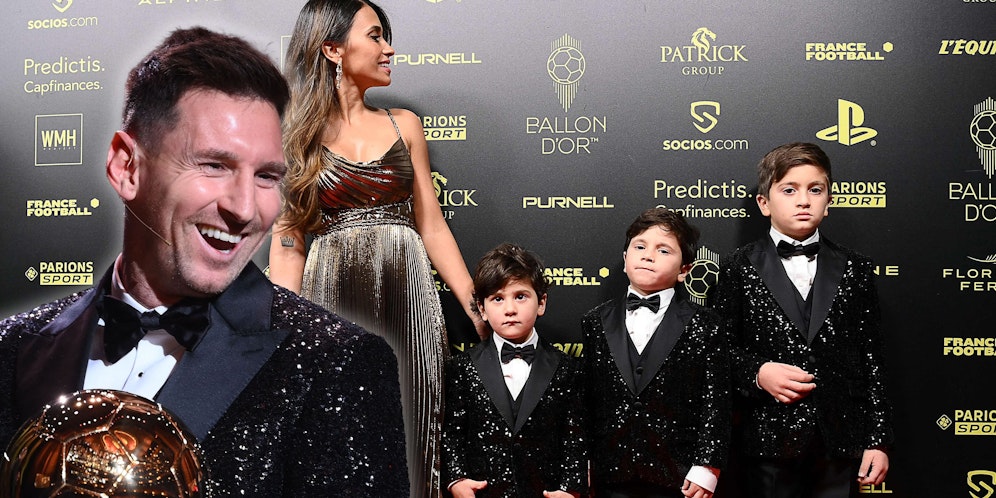 Lionel Messi mit seiner Ehefrau Antonela und den drei gemeinsamen Buben.