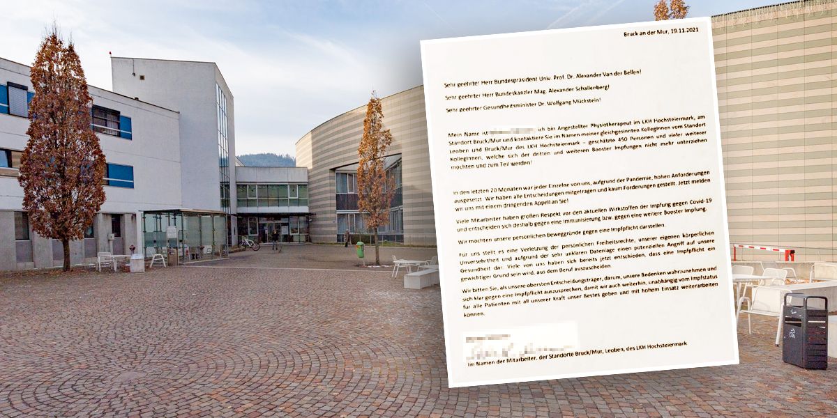 Dieses Schreiben an Van der Bellen und Schallenberg kostet einen Physiotherapeuten am LKH Bruck den Job.