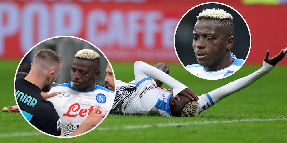 Napoli-Stürmer Victor Osimhen verletzte sich gegen Inter am Auge.