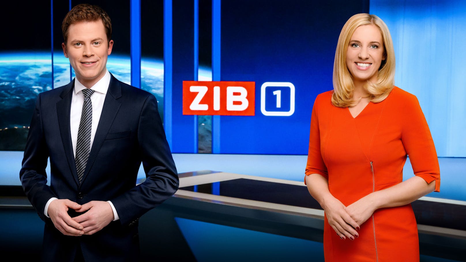 Tobias Pötzelsberger moderiert seit 2020 die "ZIB1". Im Bild mit Susanne Höggerl.