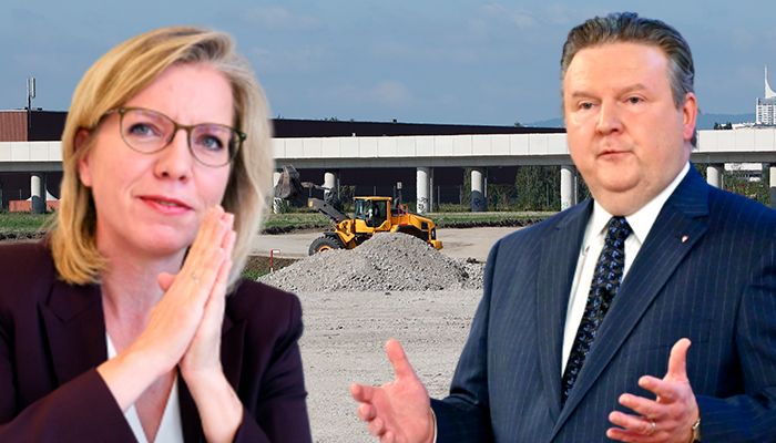Umweltministerin Gewessler (Grüne) und Wiens Bürgermeister Ludwig (SPÖ) streiten wegen dem Lobautunnel.