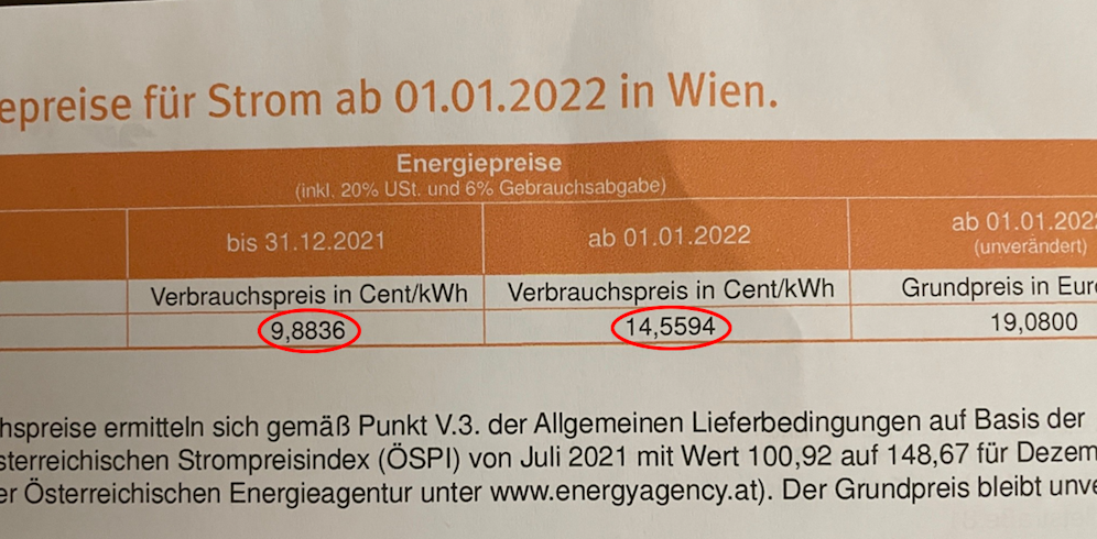 Ein Wiener hatte nicht mit dieser saftigen Preiserhöhung gerechnet. 