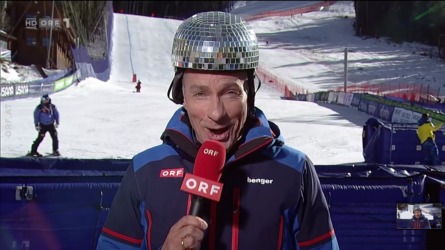 Disco-Pariasek überrascht bei Live-Schaltung im ORF - Wintersport | heute.at