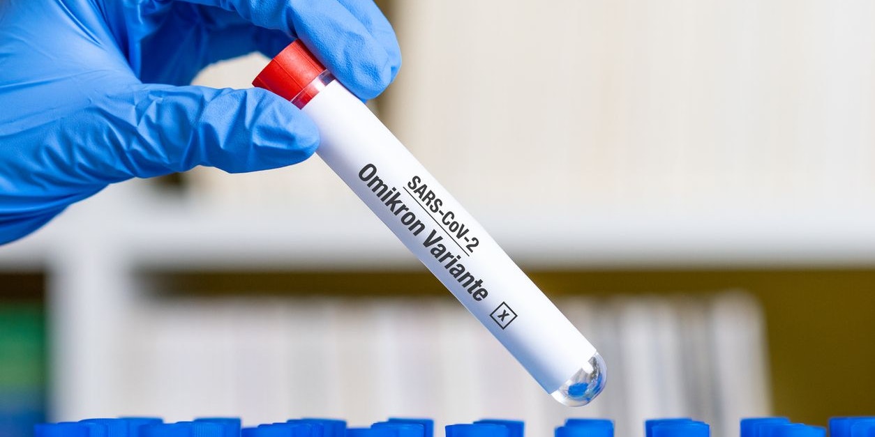 German word for Covid 19 Omicron Variant on test tube - New variant of coronavirus