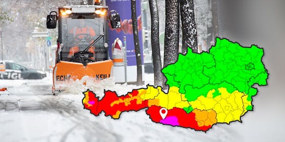 Höchste Warnstufe in Kärnten und Vorarlberg. Auch für Wien ist wieder Schneefall angesagt.