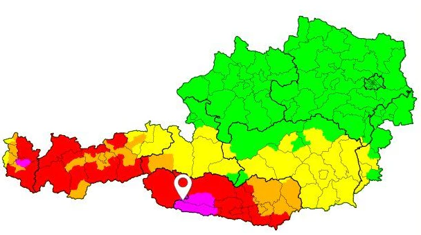 Im Lesach- und Gailtal wurde die höchste Warnstufe ausgeben.