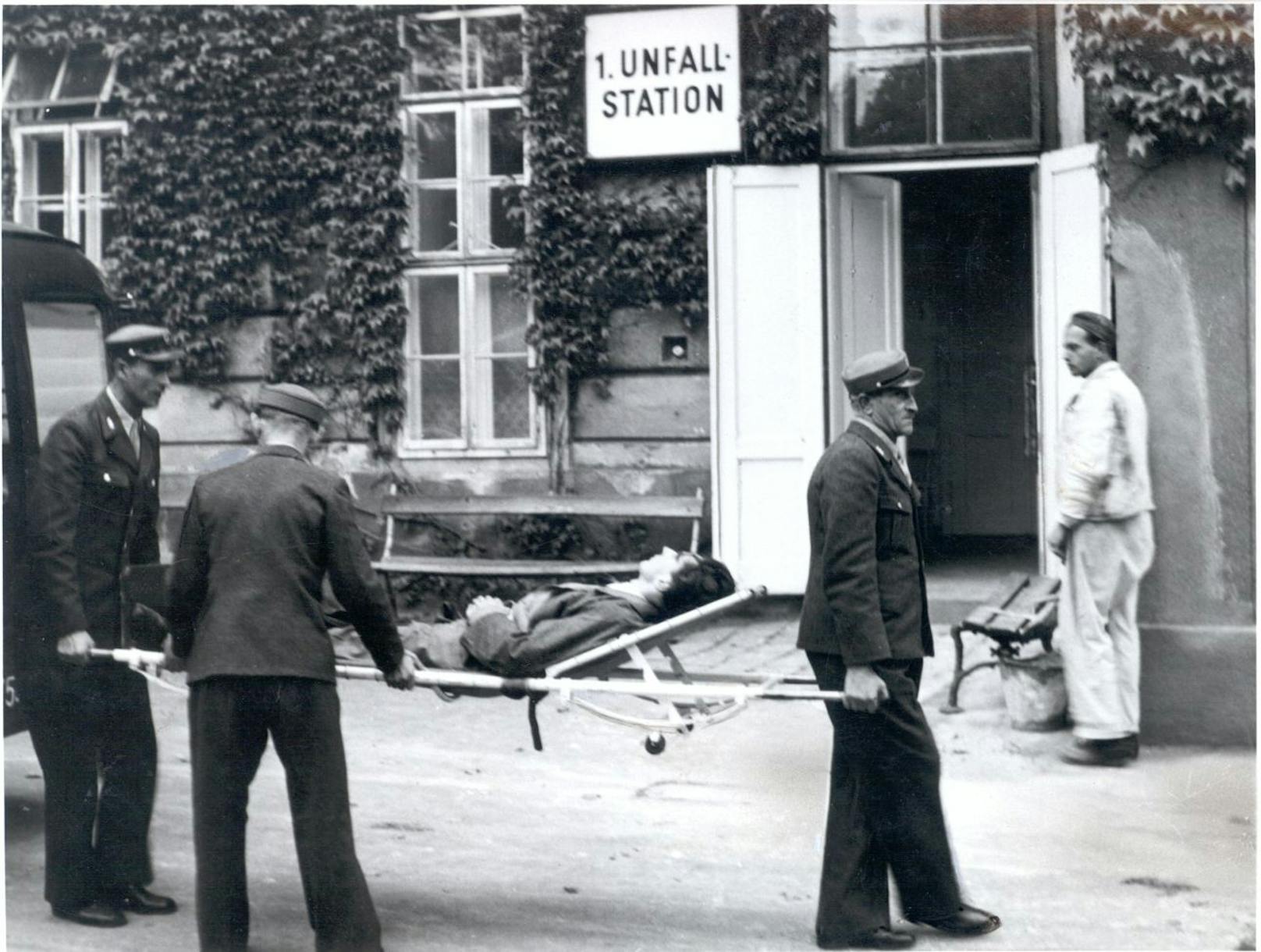 Der erste Unfallstation der Berufsrettung im Jahr 1950.