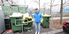Müllinsel in Brand! Wiener greift  zum Feuerlöscher