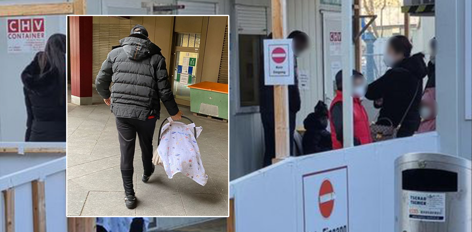 Ein Wiener Vater musste mit seinem neugeborenen Baby vor dem AKH warten.