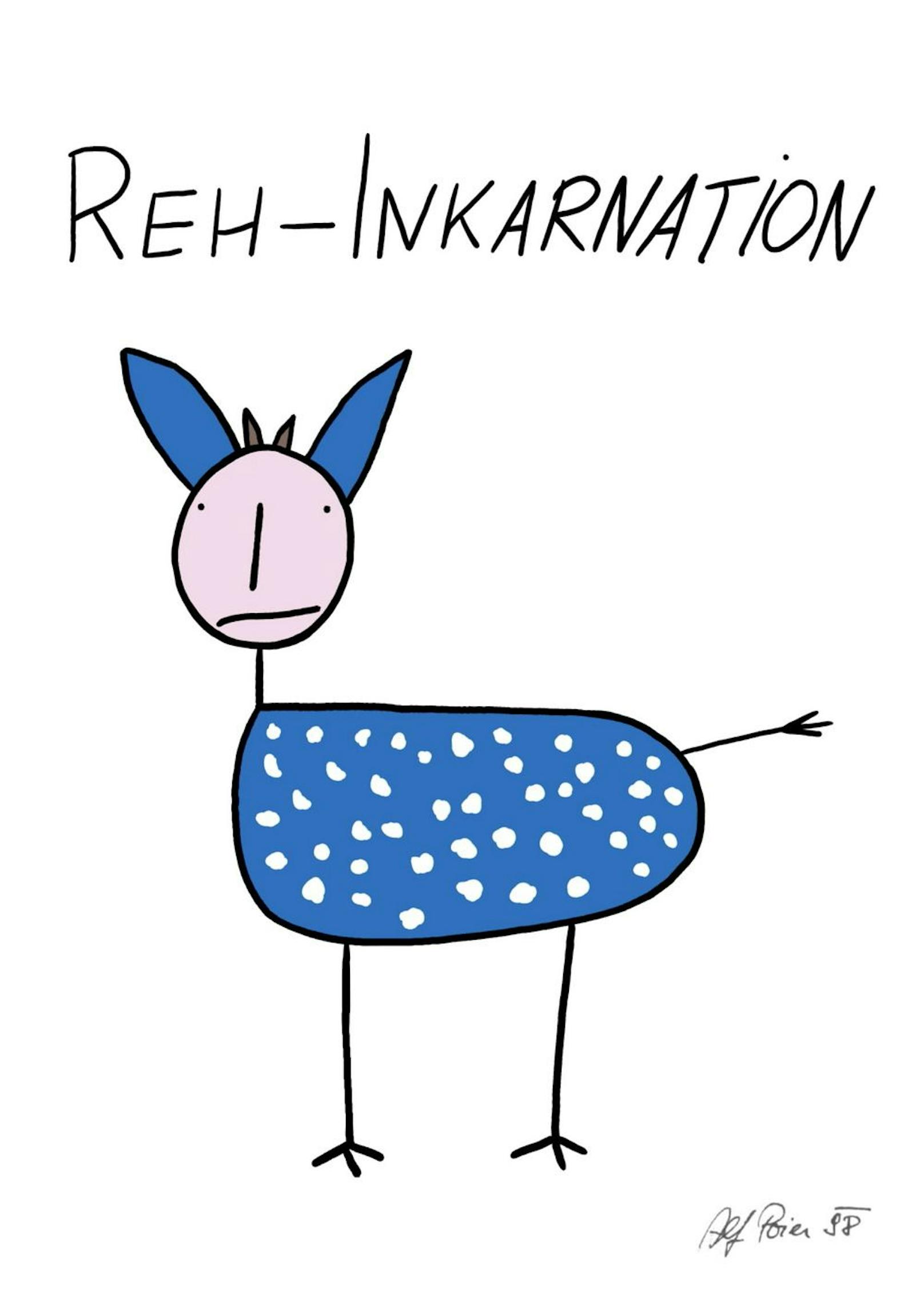 Die "Reh-Inkarnation" von Alf Poier 