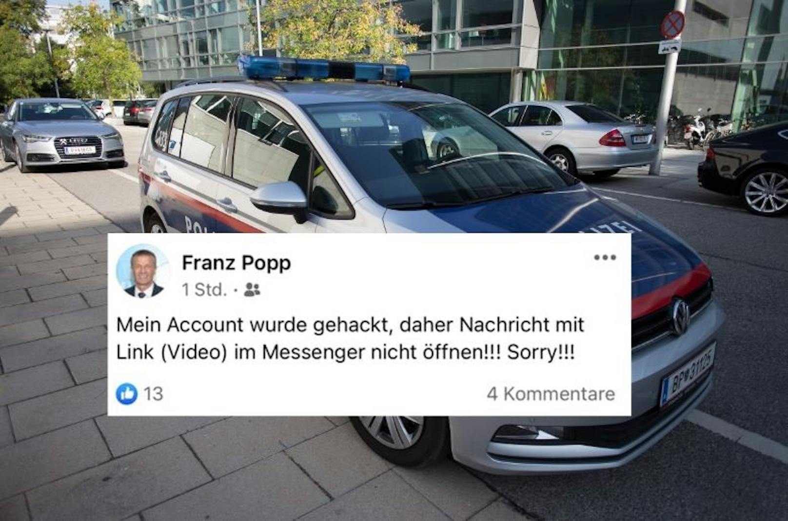 Der Account von Landespolizeidirektor Franz Popp wurde gehackt.