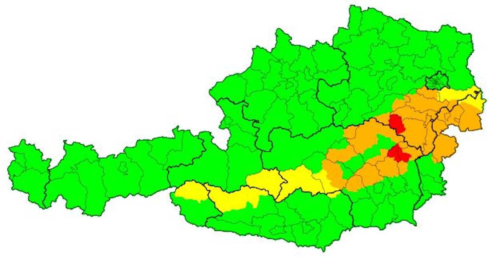 Aktive Sturm-Warnungen in Österreich am 12. Dezember 2021, Stand 7.50 Uhr.