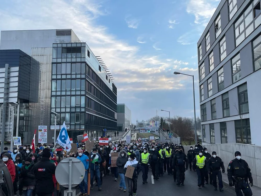 Foto einer früheren Corona-Demo in St. Pölten