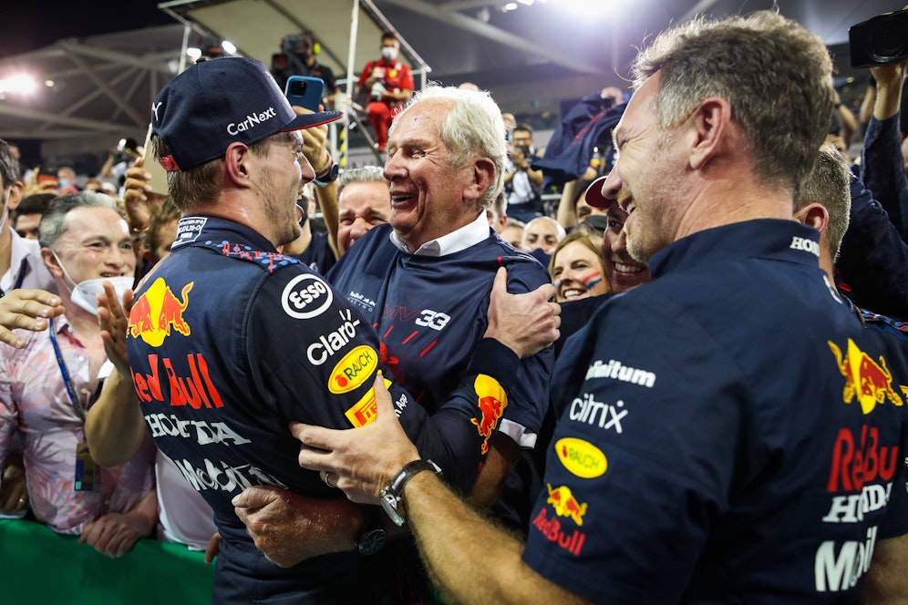 Red-Bull-Motorsportchef Marko mit Weltmeister Verstappen: 