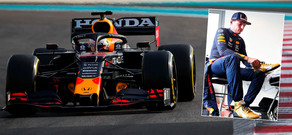 Max Verstappen mit goldenen Schuhen.