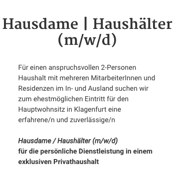 Ein Auszug der Stellenanzeige