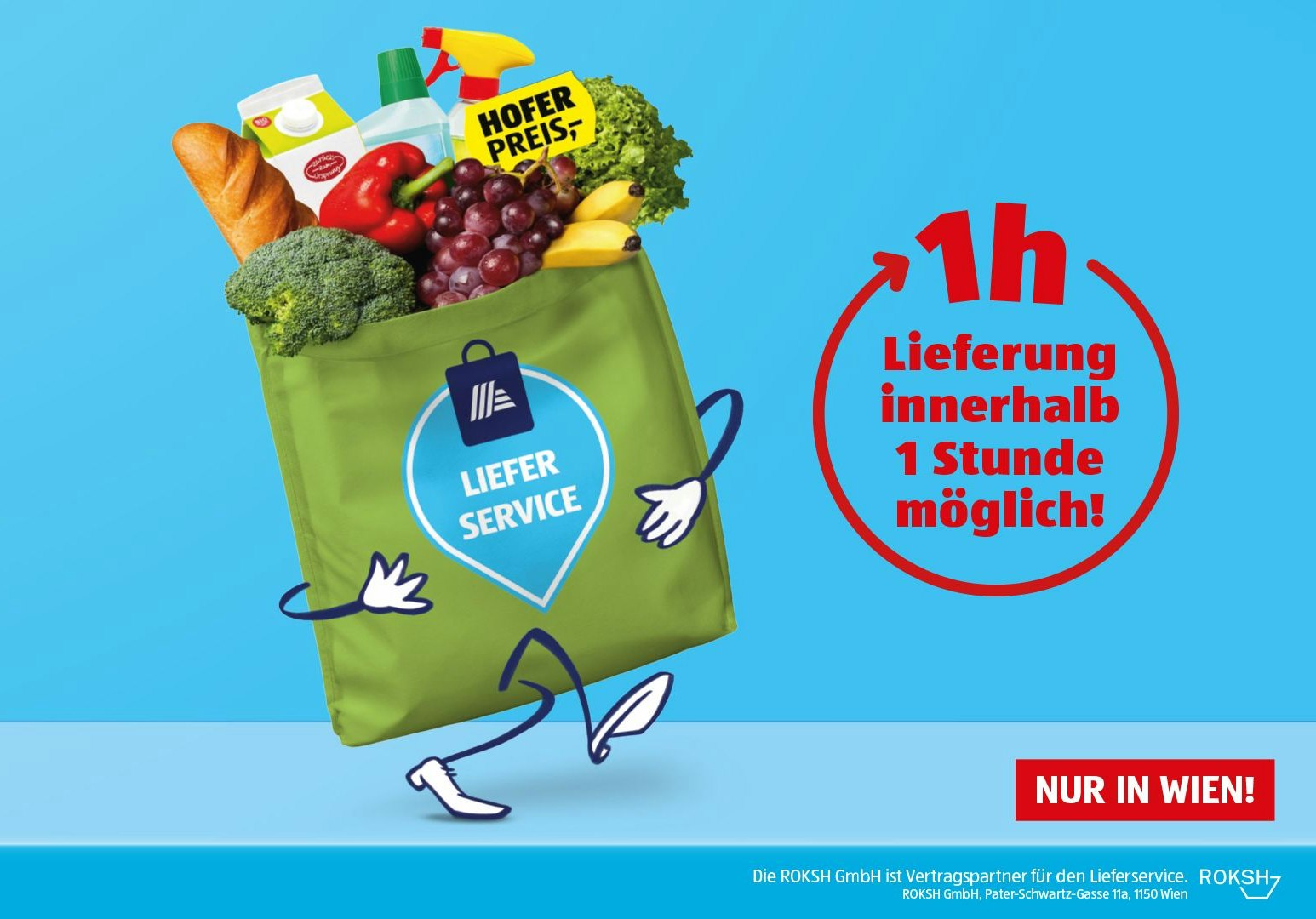 Werbesujet des neuen Hofer-Lieferservice.