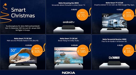 Ab heute gibt es Last-Minute-Weihnachtsangebote für Nokia Smart TVs und Streaming-Geräte.