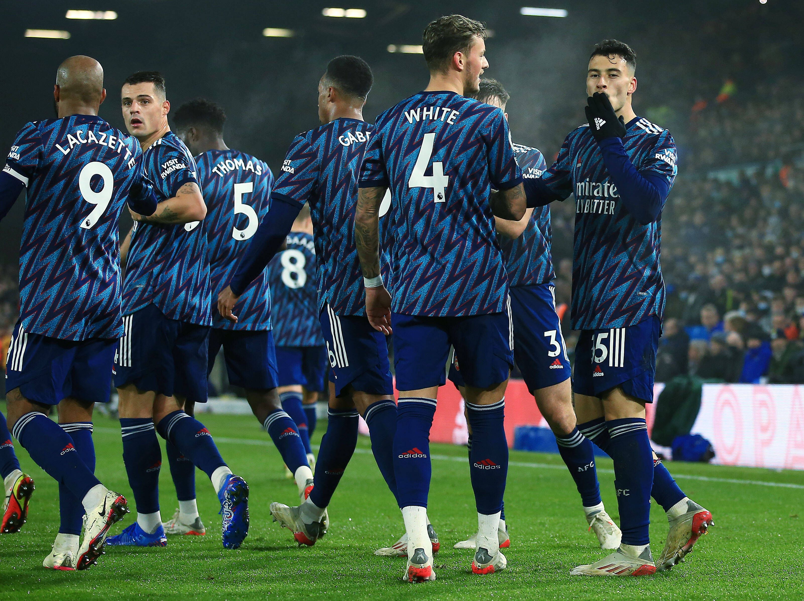 Arsenal feiert einen klaren Sieg gegen Leeds United. 