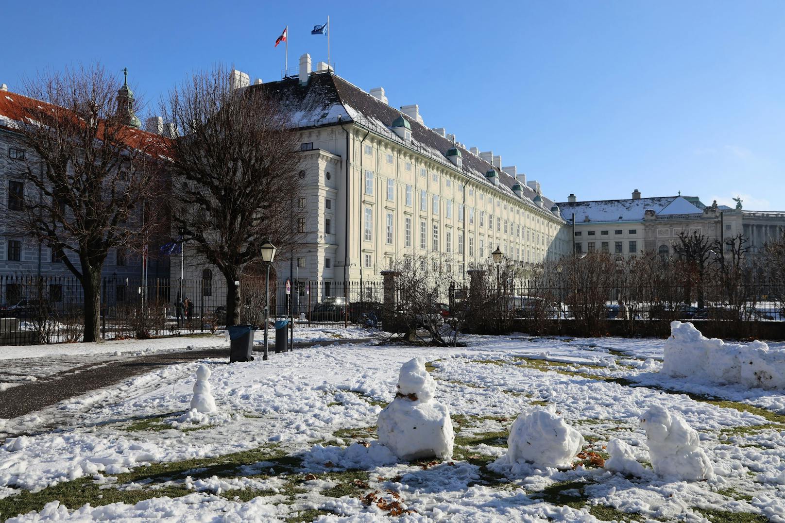 Wien mit Schnee am 10. Dezember 2021. Bald schneit es wieder etwas "bis in tiefste Lagen".