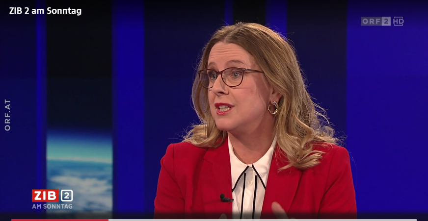 Ministerin Margarete Schramböck musste sich am Sonntag den Fragen von Moderator Martin Thür im ZIB-Gespräch stellen.&nbsp;