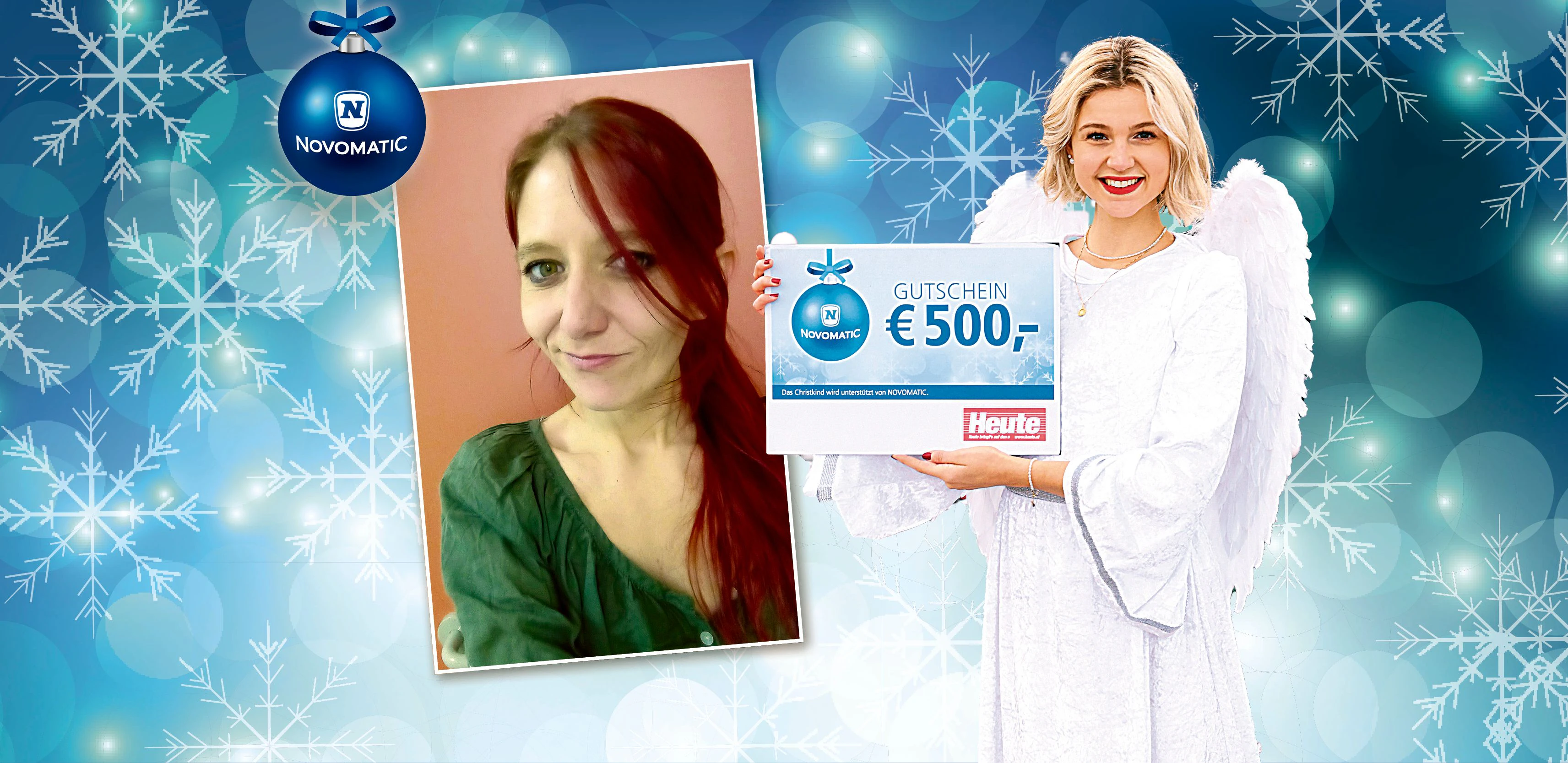 Karo und ihre Töchter freuen sich über 500 Euro vom "Heute"-Christkind Jasmin.
