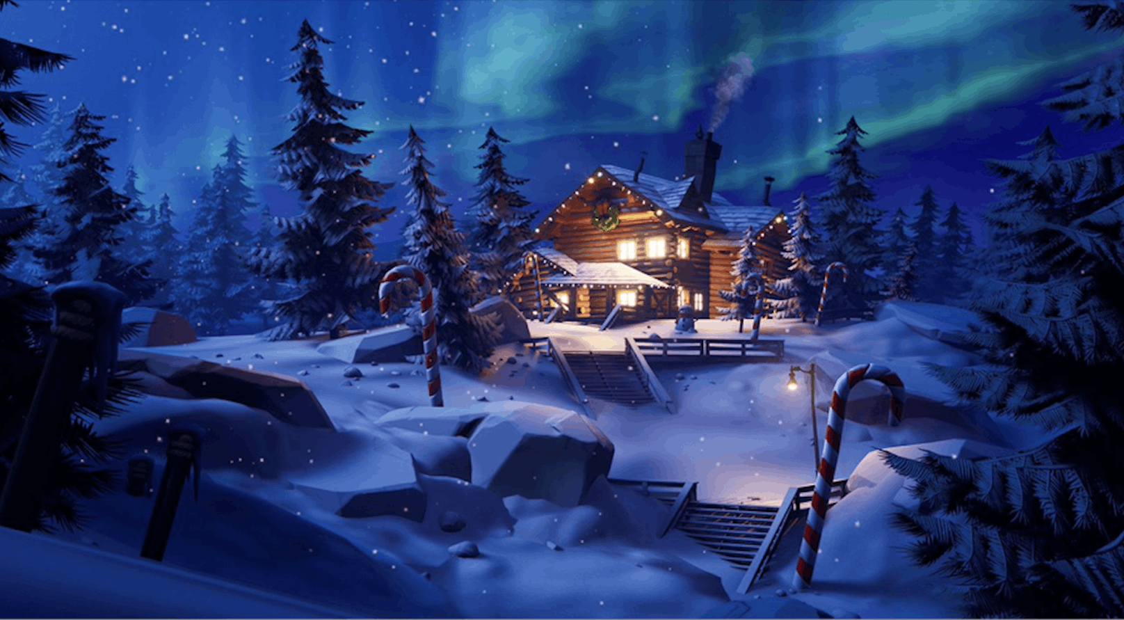 "Fortnites" jährliches Winterfest kehrt pünktlich auf die Weihnachtszeit zurück! Die Karte ist teils mit Schnee bedeckt, um ein echtes Winterfeeling zu vermitteln.