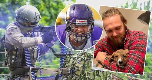 "Vikings-Rambo" Leon Balogh mit "Weihnachts-Hund"