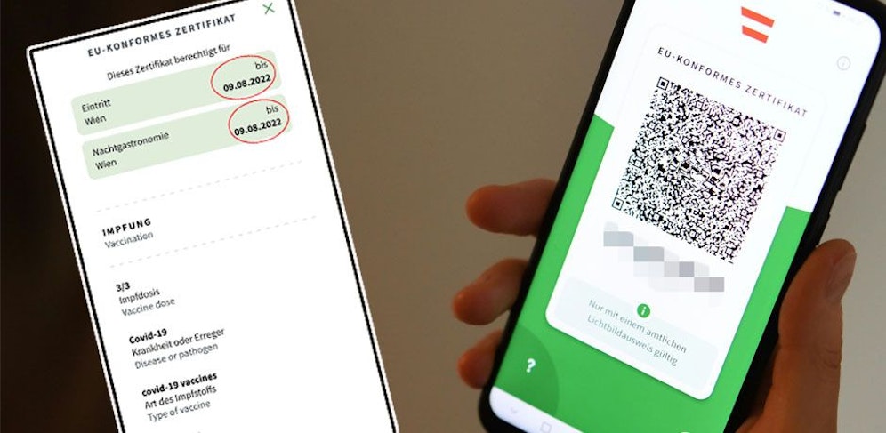 Aufgrund einer neuen Funktion wird in der App des Grünen Passes nun das Ablaufdatum des Impfzertifikates angezeigt.