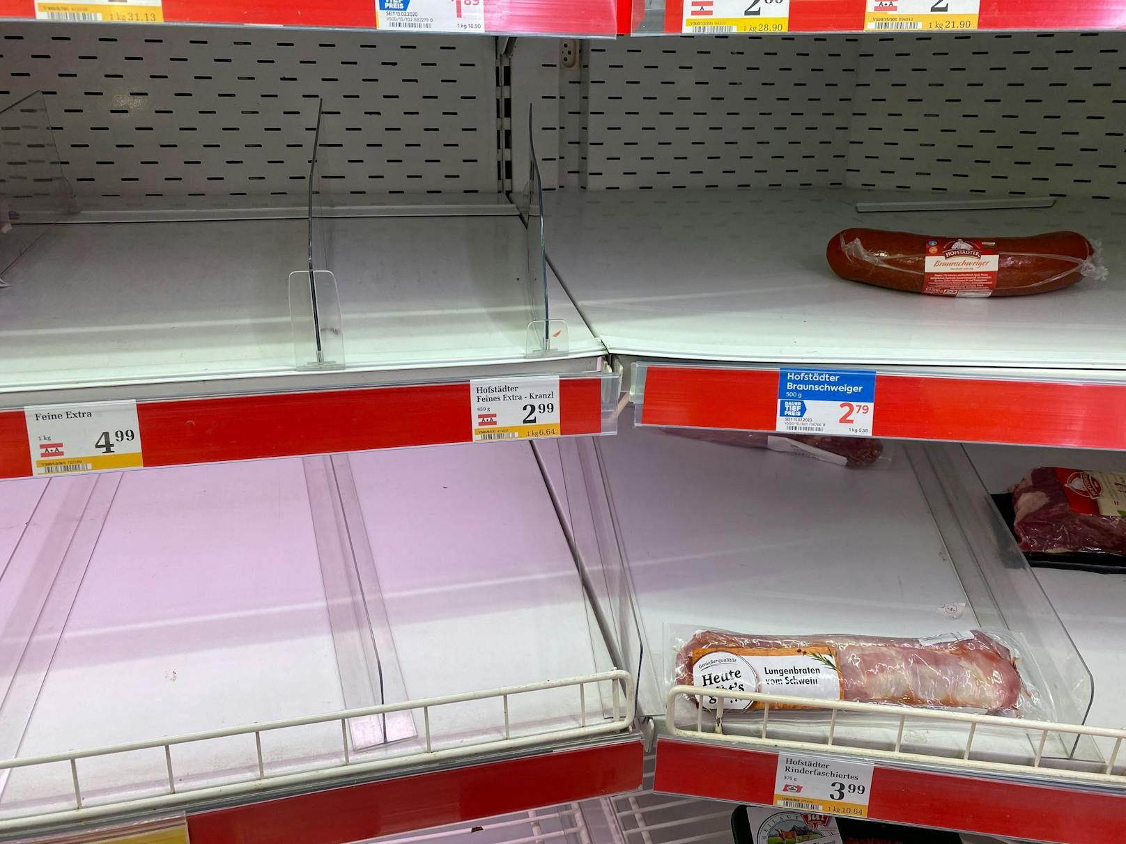 Leere Regale: Österreich steht vor einer Krise, die auch die Lebensmittelversorgung bedroht.