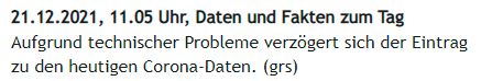 Das Land Salzburg meldet via seiner eigenen Webseite "technische Probleme" bei den Corona-Daten.