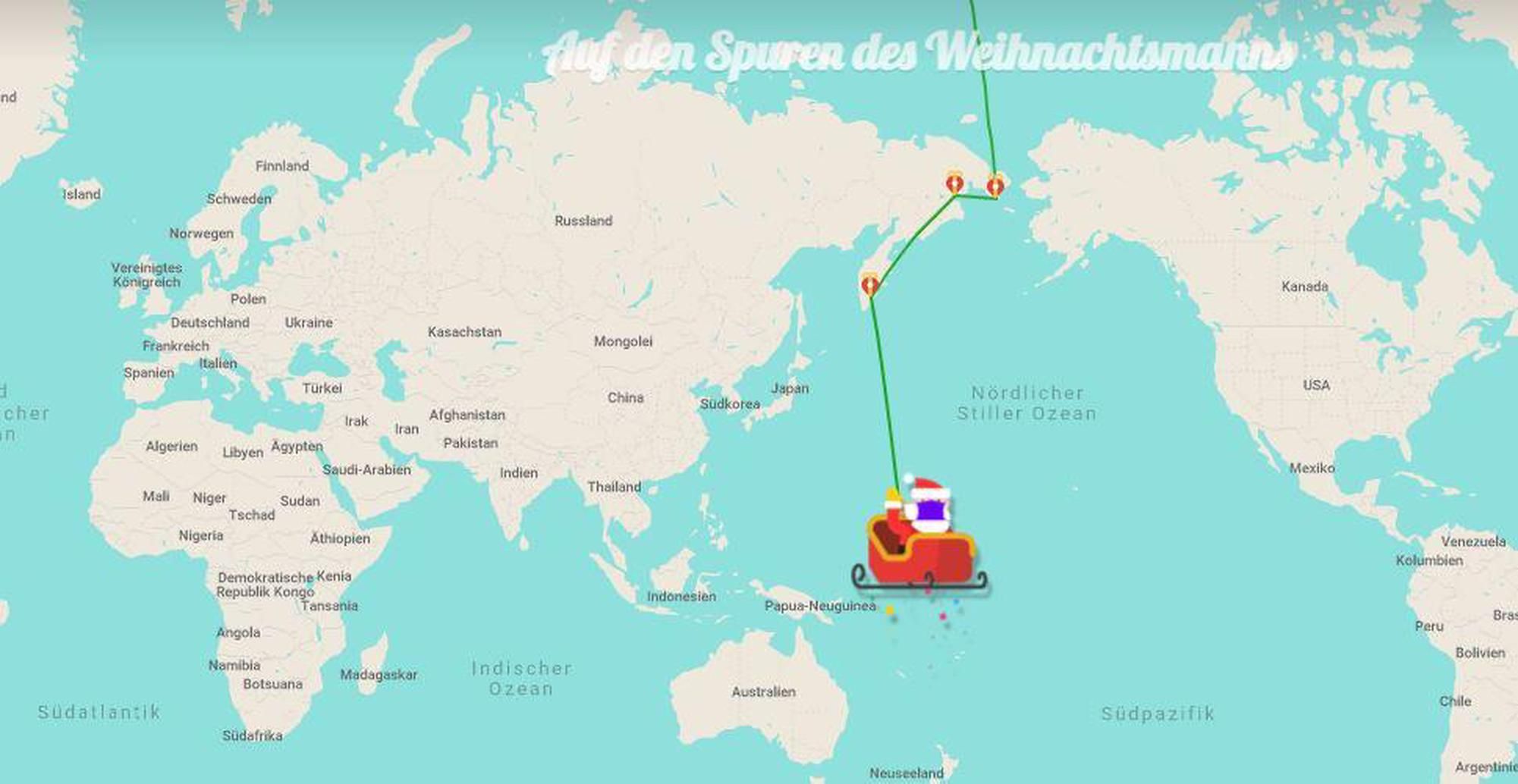 Wo befindet sich der Weihnachtsmann gerade?Das kann man auf dem «Santa Tracker» von Google nachverfolgen.