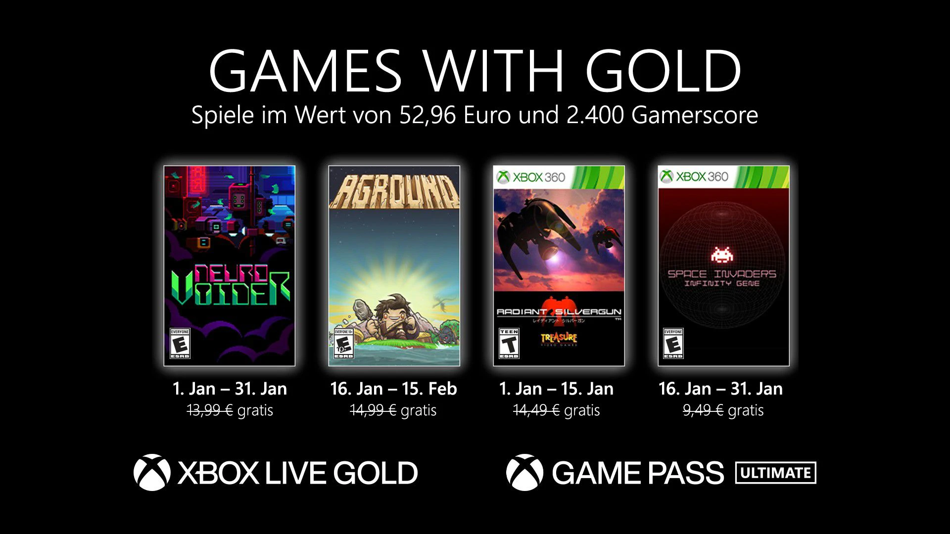 Games with Gold: Diese Spiele gibt es im Jänner gratis.
