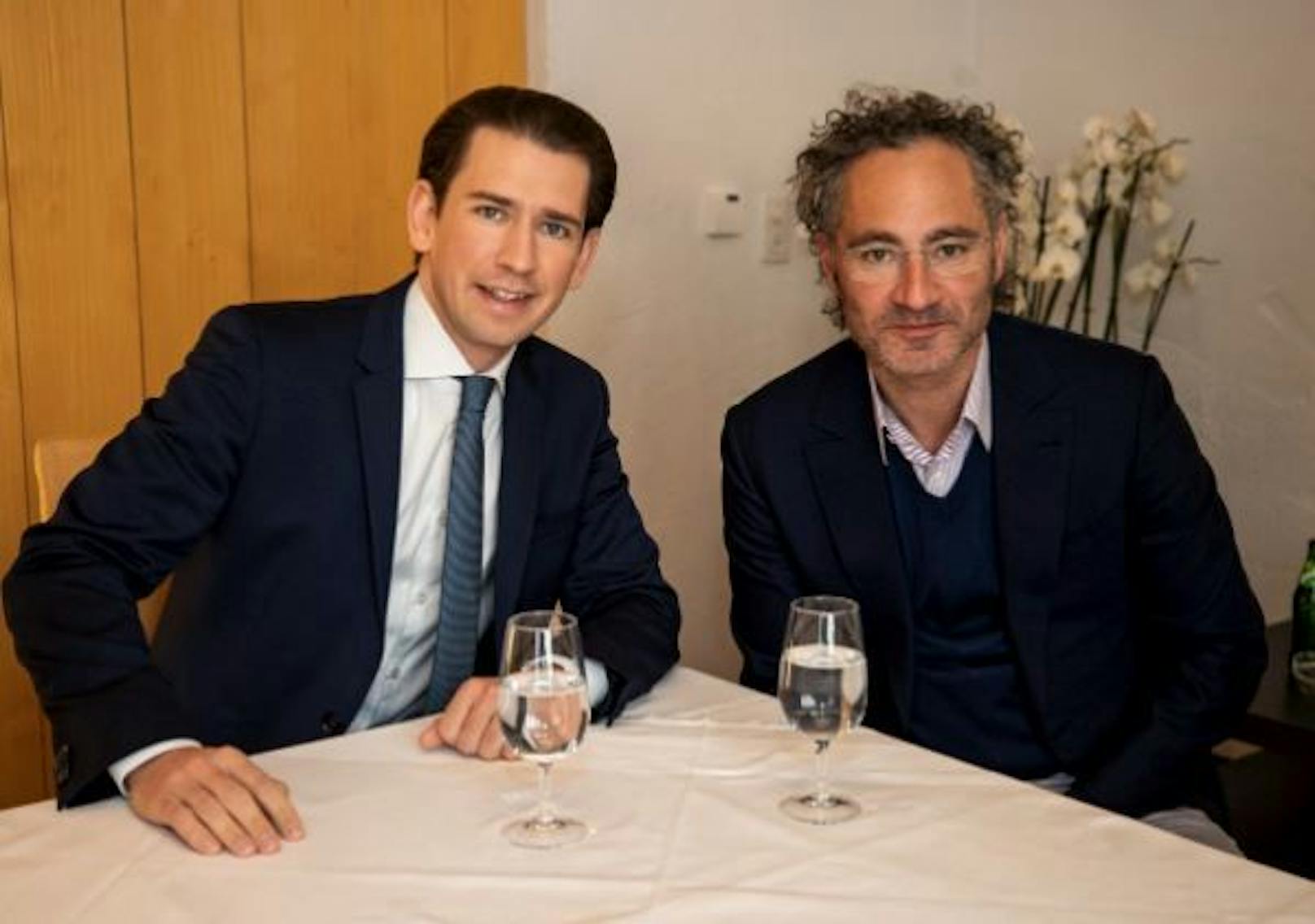 Sebastian Kurz 2020 mit Palantir-CEO Alex Karp.