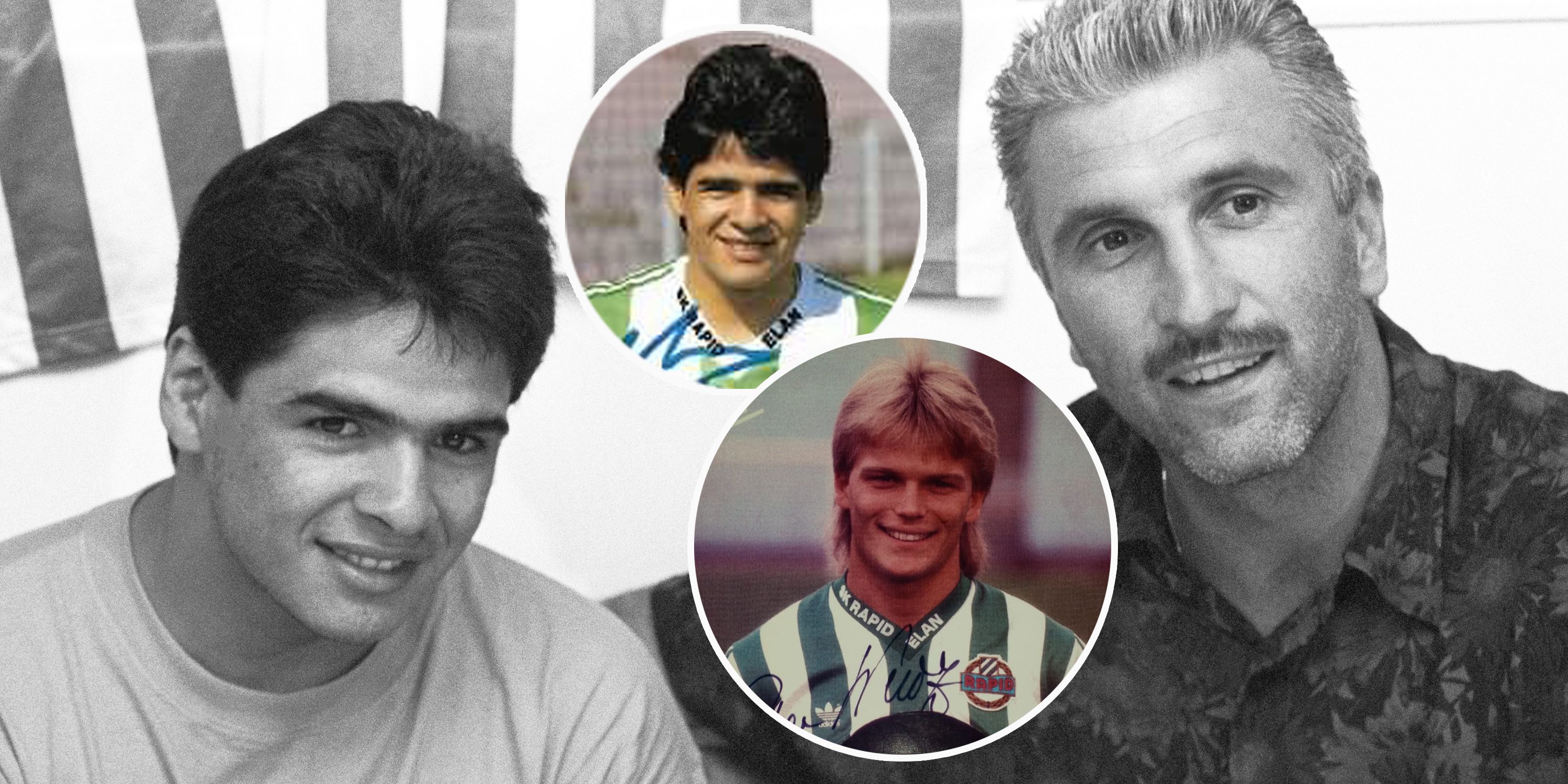 Ex-Rapid-Trainer Hans Krankl mit Hugo Maradona. Peter Wurz (unten) kümmerte sich um den Argentinier.