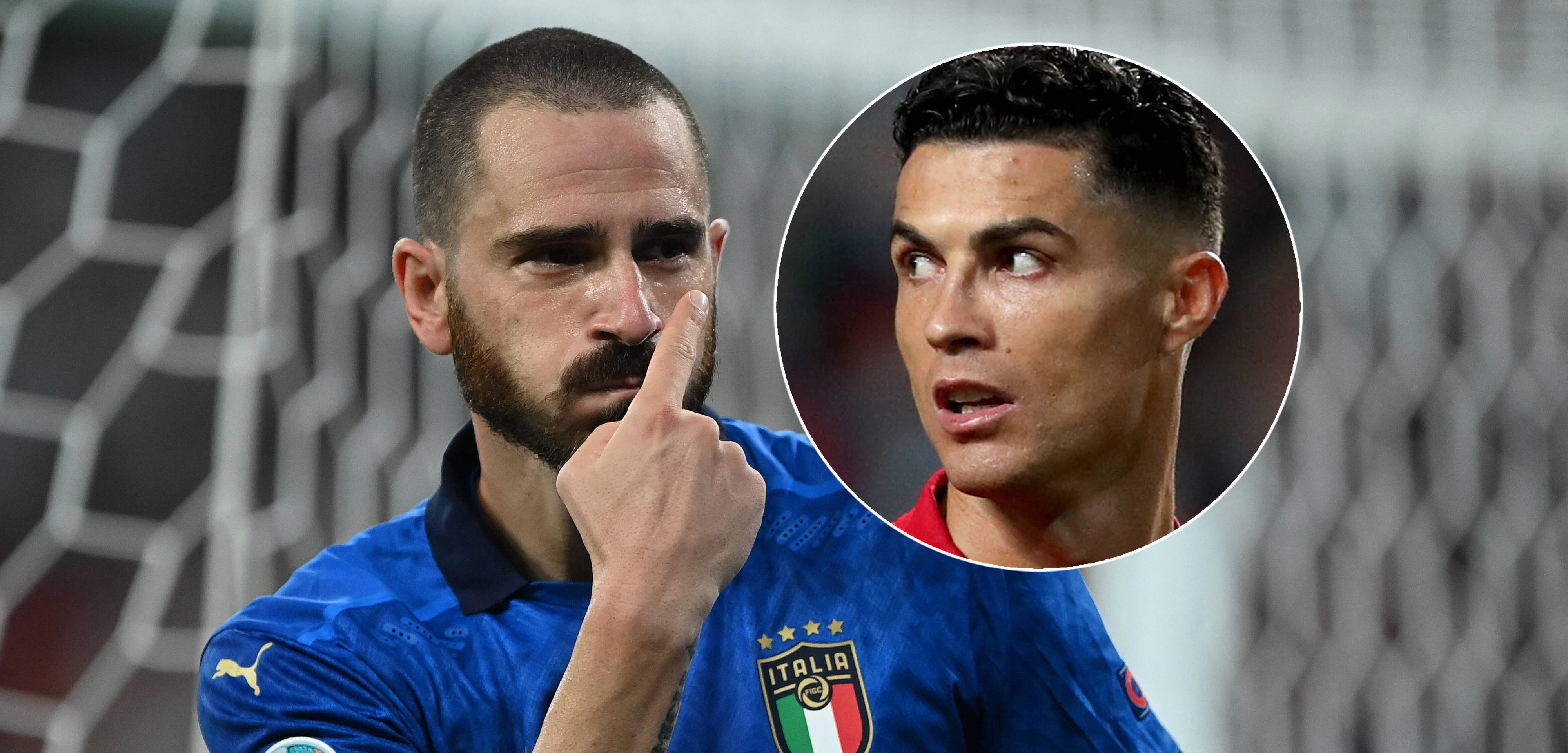 Bonucci (l.) droht Ronaldo
