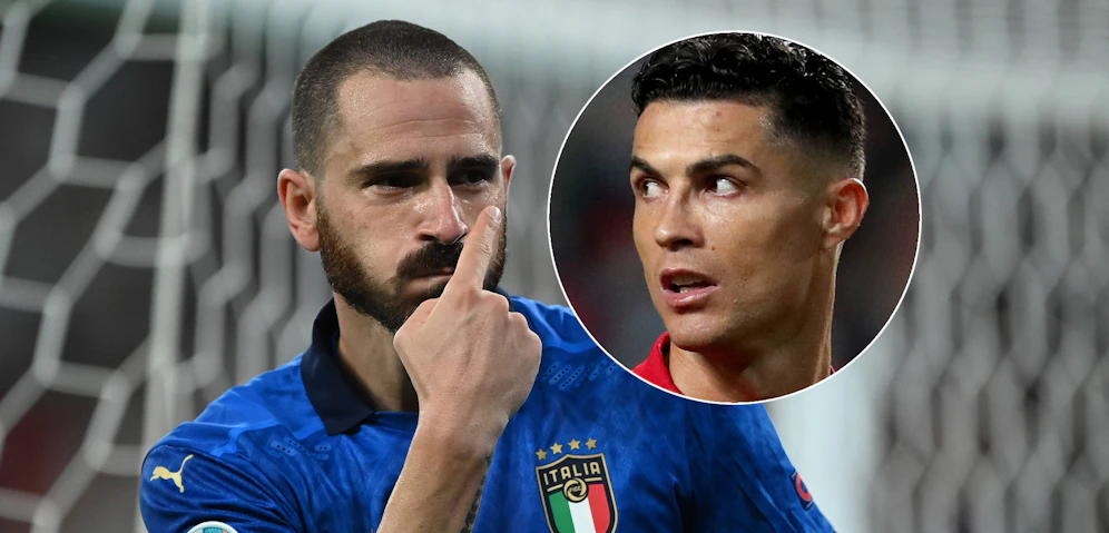 Bonucci (l.) droht Ronaldo