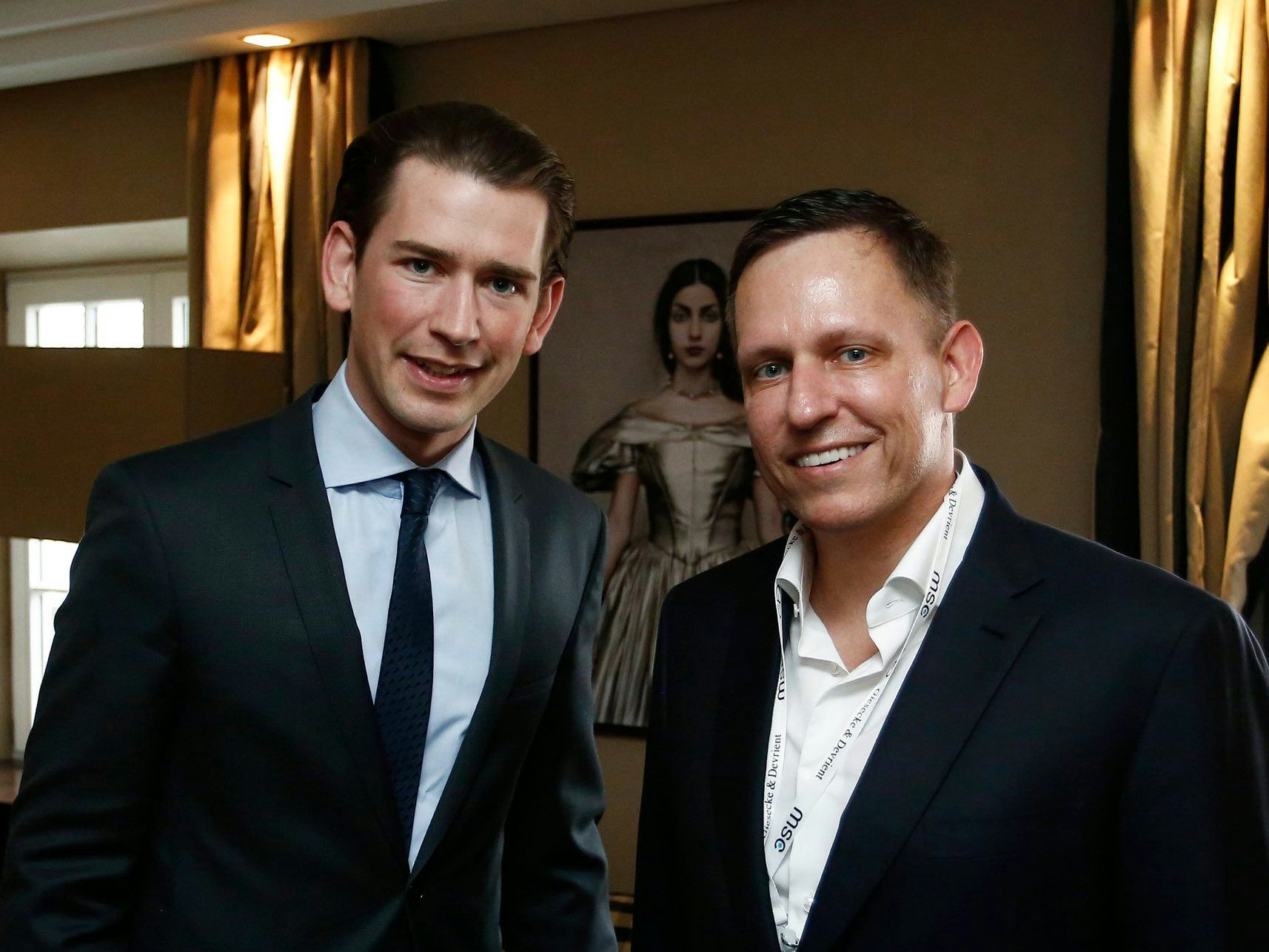 Altkanzler Sebastian Kurz und sein neuer Arbeitgeber Peter Thiel im Jahr 2017.