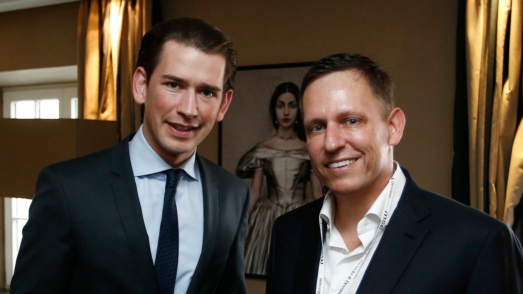 Altkanzler Sebastian Kurz und sein neuer Arbeitgeber Peter Thiel im Jahr 2017.