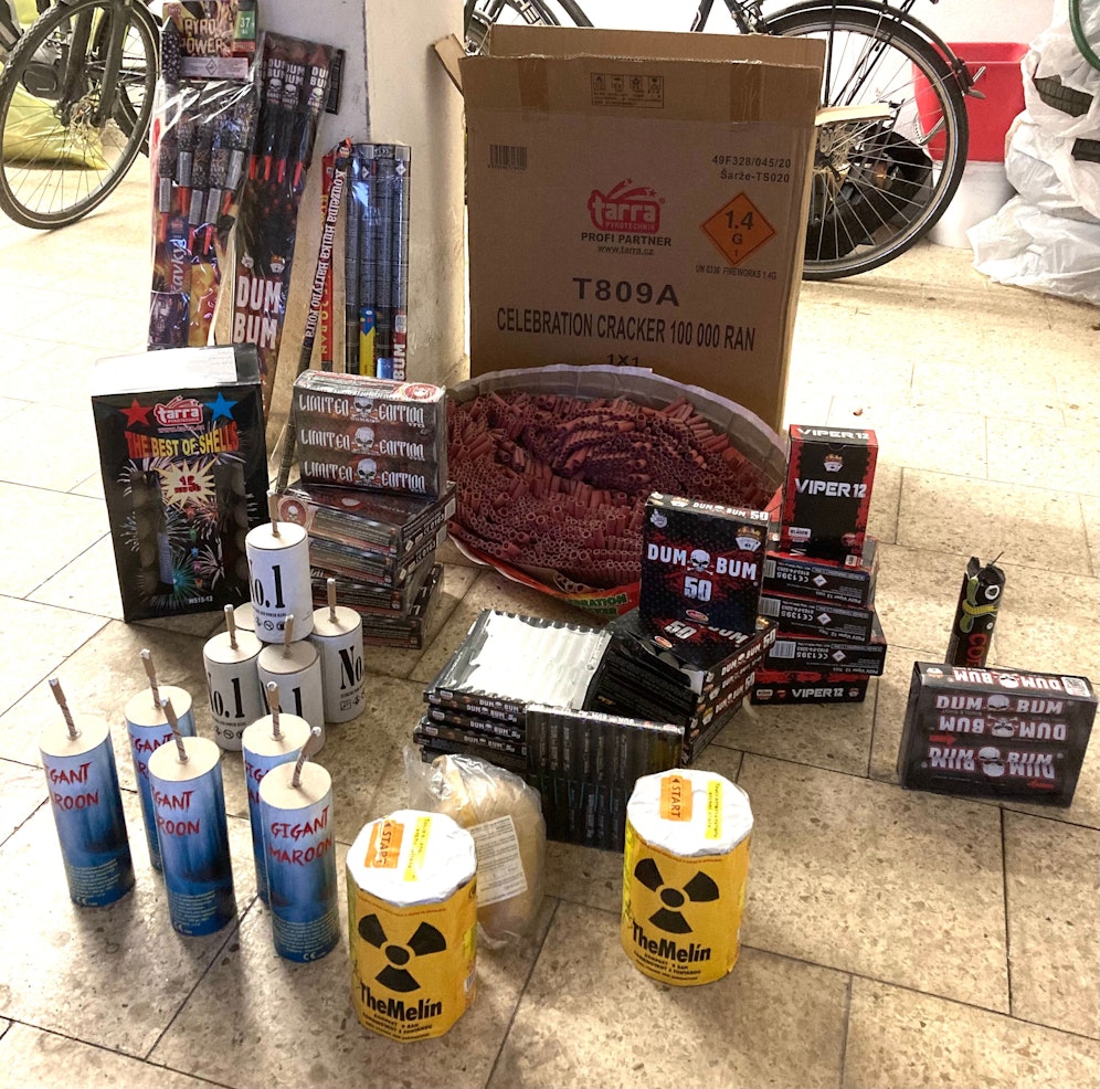 Die sichergestellten Feuerwerkskörper