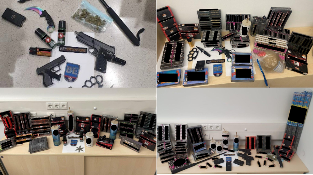 Die Beamten stellten an mehreren Standorten verbotene Pyrotechnik sicher.