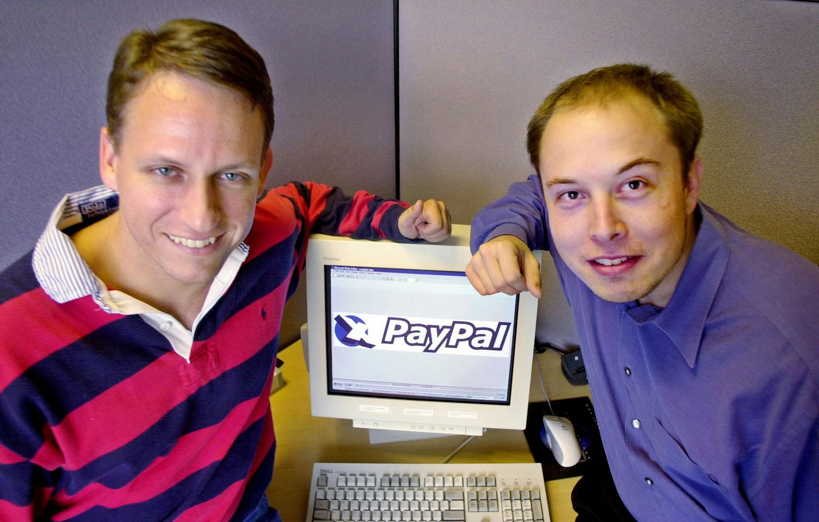 PayPal-CEO Peter Thiel und Mitbegründer Elon Musk im Jahr 2000.