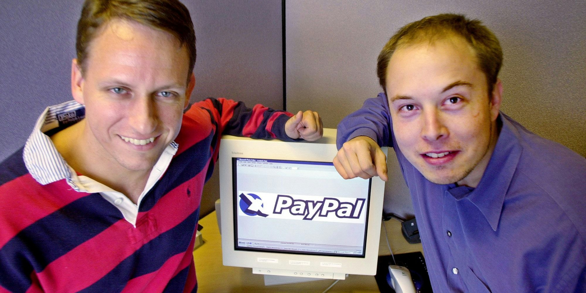 PayPal-CEO Peter Thiel und Mitbegründer Elon Musk im Jahr 2000.
