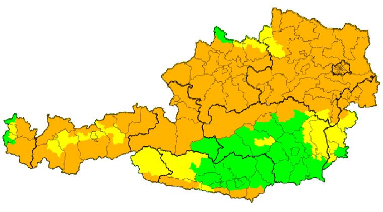 Schneefall am 10. Februar in Österreich