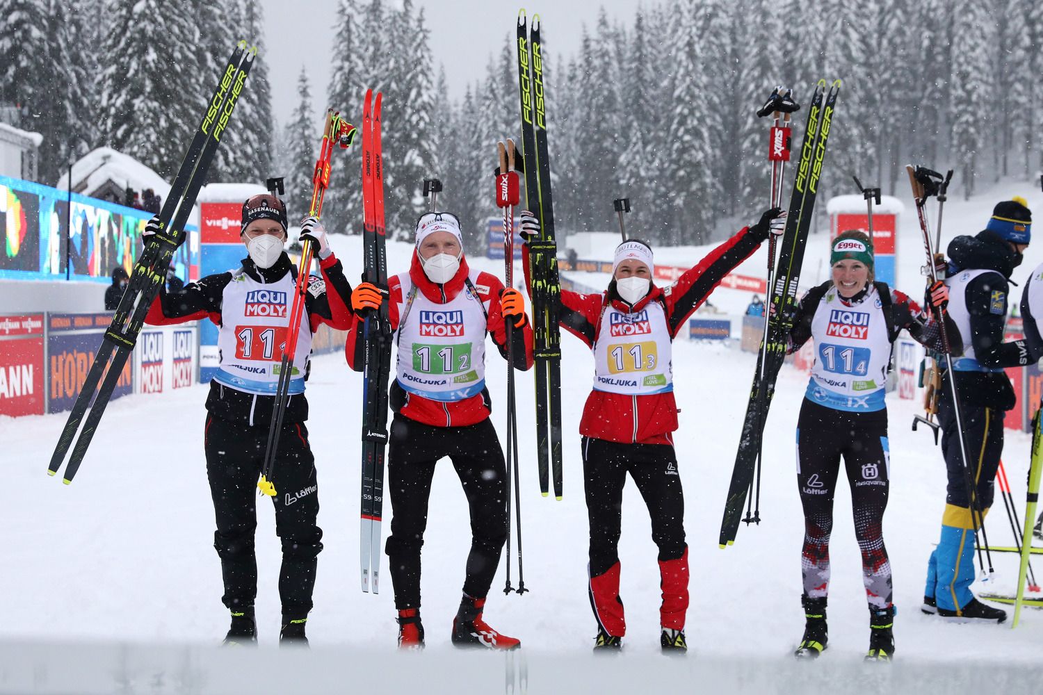 Jubel beim Biathlon-Team