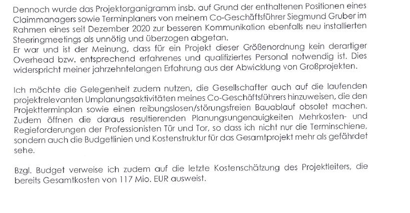 Diese Passage sorgt für Wirbel: Demnach weist eine Kostenschätzung Gesamtkosten von 117 Mio. Euro auf.