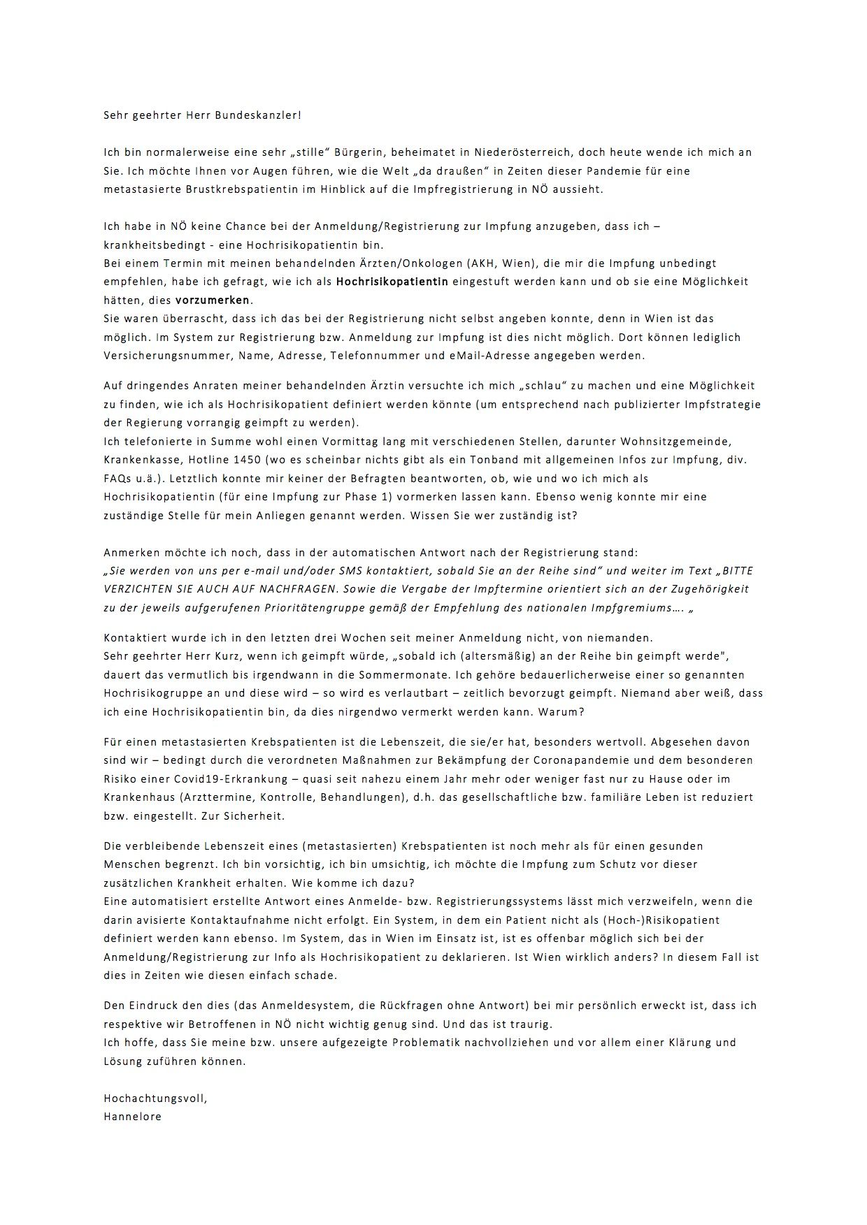 Der Brief im Wortlaut