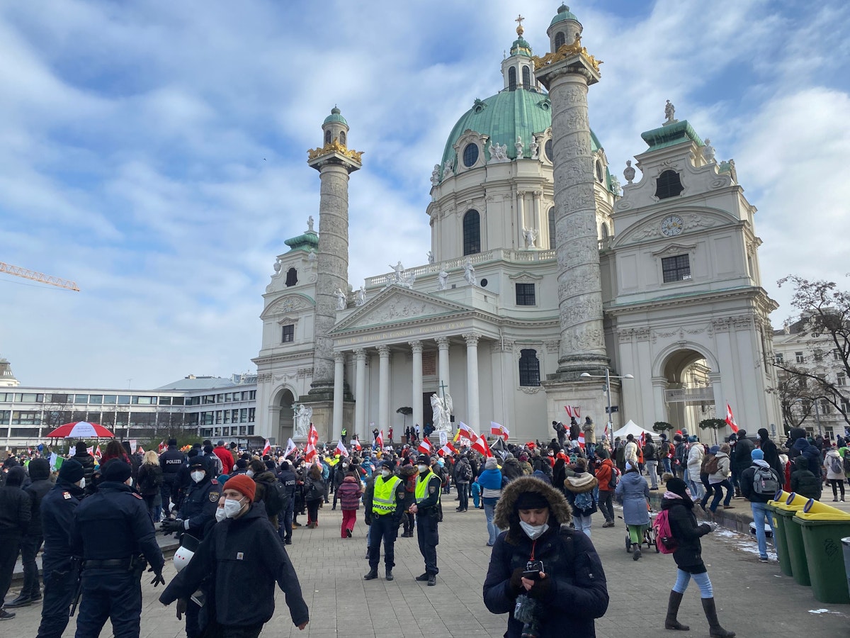 Die Anti-Corona-Demo am 13. Februar 2021 in Wien in Bildern.