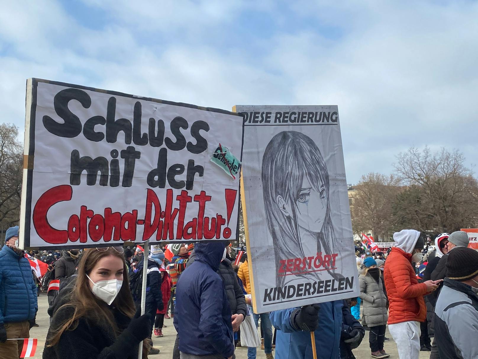 Die Anti-Corona-Demo am 13. Februar 2021 in Wien in Bildern.